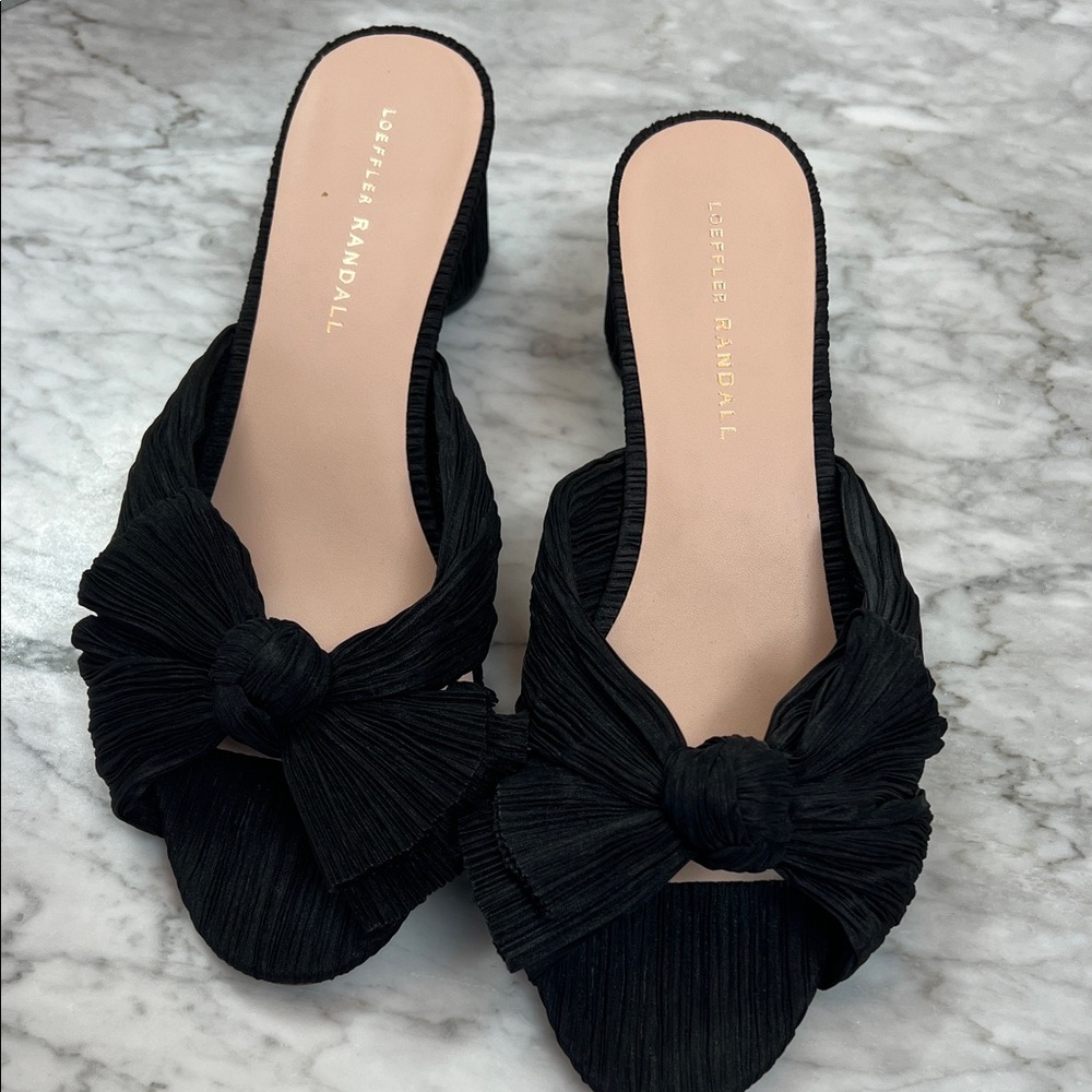 Loeffler Randall Black Bow Slide Sandals 9.5